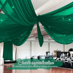 6 Panels Emerald Green Wedding Ceiling Drapes 5ftx30ft Ceiling Drapes Chiffon Fabric Arch Draping Sheer Curtains Soft Drapery Draping Wedding Ceiling Decorations for Party Ceremony Stage Swag
