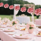 BRT Bearingshui Crepe Paper Flowers Decoration for Wall Total 9 Pcs, Artificial Flowers for Wedding Decor,Flower Backdrop Decor, Baby Bridal Shower Birthday Party, Pink 3D Wall Flowers Decor