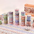 60 Rolls Flowers Theme Washi Tape Set with Different Colorful Patterns, Writable Decorative Tapes for Scrapbooking, Bible Journaling, Bullet Journaling, 0.39'' x 79'' per Roll