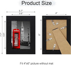 4x6 Picture Frame Set of 4, High Definition Glass Black Picture Frame, 4 x 6 Wood Photo Frames for Horizontal or Vertical Display Tabletop and Wall Mounting