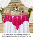 ShinyBeauty Sequin Table Overlay Hot Pink 36''x36'' Small Sequin Tablecloth Square Sequin Table Cloth/Linen for Wedding/Party/Event/Decoration 36inx36in Fuchsia Birthday Tablecloth