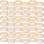Set of 48 Waterproof Flameless Floating Tealights, 120+ Hour Warm White Battery Flickering LED Tea Lights Candles - Wedding, Party, Centerpiece, Pool & SPA.