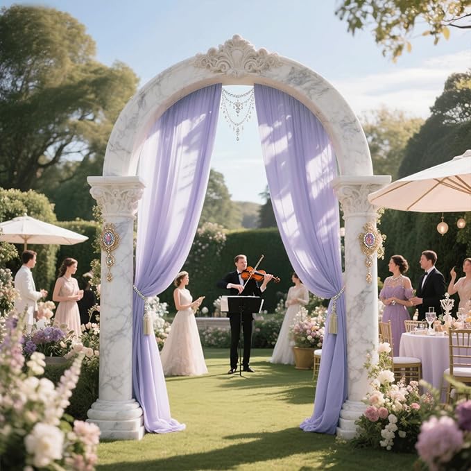 Wedding Arch Draping Fabric 29" x 18 FT Lavender Sheer Chiffon Outdoor Curtain Drapes for Wedding Birthday Party Ceremony Decor(1 Panel, Lavender)