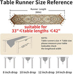 Luxury Vintage Design Table Runner 60 inches Long Embroidery Jacquard Fabric with Multi-Tassels Table Runners for Dining Room Dresser Wedding Holiday Party Fireplace Decorations (Coffee, 12X60inch)