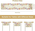 Floral Table Runner,Flowers Plant Print Spring Table Runner for Kitchen Dining Table Decoration for Home Party Decor 13x108 Inch
