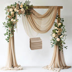 Wokceer Nude 6 Panels 28.7" x 20FT Sheer Fabric Drapes Backdrop Arch Draping Fabric for Wedding Ceremony Birthday Party Bridal Shower Decoration
