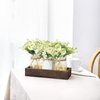 Mkono Mason Jar Lights Centerpiece Table Decorations for Dining Room Farmhouse Coffee Table Decor Wood Tray with 3 Jars Flowers for Kitchen Living Dining Room (Light Green)
