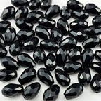 200pcs 3x5mm Teardrop Crystal Glass Beads for Jewelry Making, Faceted Vertical Hole Teardrop Glass Spacer Beads for Wind Chimes Bracelet Earring Necklace DIY Craft(Black)