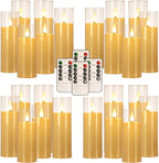 24-Pack Acrylic LED Flameless Pillar Candles with Remote & Timer, Battery Powered - Perfect for Indoor/Outdoor Decor,Wedding,BBQ and Gift - Easily Create a Magical Atmosphere.