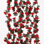 5 Pcs 41FT Flower Garland, Artificial Rose Garland Flowers Plants Fake Flower Hanging Rose Ivy, Birthday Party Valentine's Day Wedding Wall Arch Decor（Red）