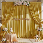 Dark Gold Glitter Backdrop Curtain for Parties Wedding,10Ft x 10Ft Satin Shimmer Photo Backdrop,Non-Wrinkle Sparkle Drapes for Backdrop,Back Drop for Photography, Birthdays,Weddings,Prom