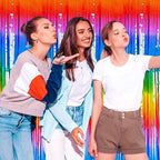 6 PackRainbow Foil Fringe Curtain Backdrop, 3.28Ft x 8.2Ft Metallic Tinsel Foil Fringe Streamer Curtains for Photo Booth, Birthday, Wedding, New Year Party Decorations