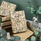 RUSPEPA Wedding Wrapping Paper, 17 in x 16.4 ft, Mini Roll, Eucalyptus Leaf Gift Wrap Paper, Green Flower Kraft Wrapping Paper for Women, Spring, Summer and Birthday