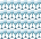 Plastic Wine Glasses，Plastic Goblets Vintage Style Cordial Drinking Glasses for Wedding Reception, Grand Event Party Supplies (48, Dusty Blue)