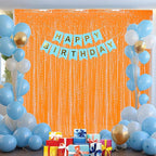 4 Pack Wavy Orange Foil Fringe Curtain Party Decorations - Orange Foil Backdrop Birthday Wedding Halloween Thanksgiving Friendsgiving Fall Party Decorations Supplies