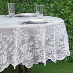 Tableclothsfactory 70" Premium Lace White Round Tablecloth for Banquet Party Wedding Event Home Decoration