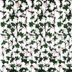 8Pcs 63Ft Light Pink Rose Garland, Fake Rose Hanging Flowers, Artificial Flower Vine, Hanging Floral Vine Garland for Wedding, Birthday Party, Wall Arch, Halloween, Christmas Garden Backdrop Decor
