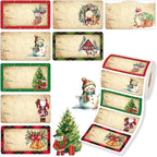 500 PCS Christmas Gift Tags Christmas Santa Claus Stickers Self Adhesive Vintage Christmas Tag Christmas Festival Holiday Decor