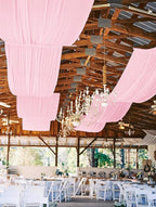 6 Panels Pink Ceiling Drapes for Wedding, 5ftx10ft Ceiling Drapes Cheesecloth Sheer Fabric Curtain Wedding Arch Draping Fabric Romantic Ceilings Decorations for Weddings Party Ceremony Stage