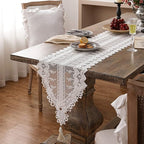 patdrea Designer Vintage White Lace Table Runner,Crochet Decorative Table Covers,Chiffon Embroidered Tasseled Table Runners, Cutwork Dresser Runners,Christmas Wedding Party Bridal 16x102 Inches Long