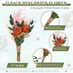 Layhit 12 Pack Boho Dried Flower Bouquet Mini Wedding Handmade Dry Flowers Decor for Vase Crafts DIY Photo Boutonniere for Men Floral Plant for Bridesmaid Gift Birthday Decor (Gerbera Daisy)