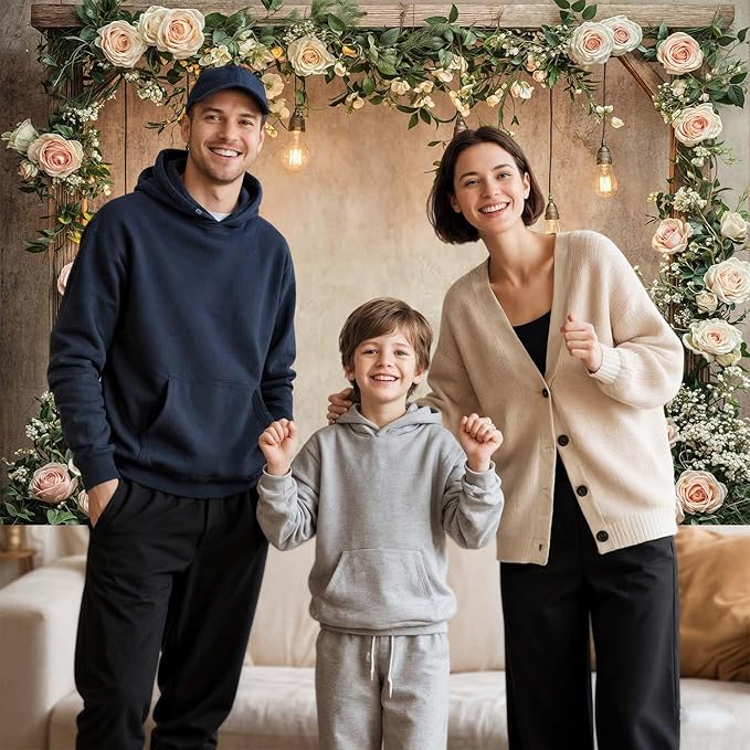 8x6ft Country Wedding Photography Backdrop Floral Rustic Roses Farmhouse Wooden Door Backdrop Pink Flower Birthday Baby Shower Wedding Bridal Party Banner Photo Booth Props Anniversary Background