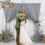 10 x 10 Feet Grey Backdrop Curtain for Partie, Background Curtains for Photoshoot, Birthday, Wedding, Halloween, Thanksgiving, Christmas Day, New Year Party Decorations 5Ft x 10Ft, 2 Panels