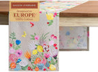 Maison d' Hermine Table Runner 100% Cotton Single Layer Table Runners 72 inches Long Decorative for Home Kitchen Dining Party Wedding Bridal Shower Spring Summer (Jardin D'Ete - Fog, 14.50" x 72")