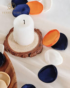 TINGE TIME 400pcs Silk Flower Petals for Wedding, Rose Petals for Decoration, Fake Flower Petals for Bridal Showers, Flower Girl Petals for Anniversaries and Parties (Burnt Orange & Navy Blue)