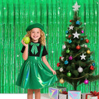 2 Pack Neon Green Birthday Decorations Foil Fringe Curtain Green Streamers for Glow Party Graduation Christmas St. Patrick's Day Streamers Decorations Bachelorette Party Accessories for Women