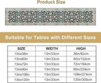Vintage Boho Floral Table Runner, Rustic Country Farmhouse Blue Teal Red Bohemia Flower Pattern for Home Kitchen Table Decor Dining Coffee Room Party Decor 13x60in