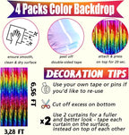 4 Pack Rainbow Fringe Curtain Backdrop, 3.2Ft x 6.6Ft Colorful Metallic Tinsel Foil Fringe Streamers for Photo Booth Birthday Wedding Baby Shower Carnival Easter Mother’s Day Party Decorations
