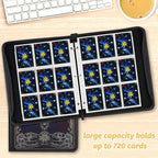 Card Binder for MTG Cards, Premium 9 Pocket Card Binder for Trading Cards, 720 Double Sided Pocket Collector Card Album for Standard Cards,Card Collection Folder for YGO/PTCG/Game Cards (Black Purple)