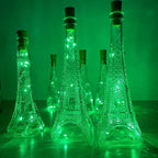 Wine Bottle Lights with Cork 15Pack 10 LED 40 Inches Battery Operated Silver Wire Liquor Fairy Mini String Lights for Party Christmas Halloween Wedding Decoration (Green)