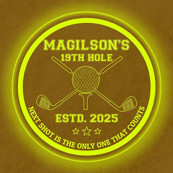 Custom Golf LED Bar Sign – Personalized Color Changing Acrylic Wall Decor for Home Bar, Man Cave, Game Room, or Patio (Golf Bar, 20 INCHES)