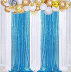 Poise3EHome Turquoise Sequin Backdrop Curtains, 4 Panels Sequin Backdrop, 2FTx8FT Sequin Curtains for Party Wedding Sequence Backdrop
