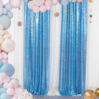 ShinyBeauty Sequin Curtains 2 Panels Baby Blue 2FTx8FT Sequin Photo Backdrop Sequin Backdrop Curtain Pack of 2-200113E