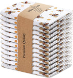 Urban Villa Dinner Napkins Honey Bee Print Cloth Napkins (Set of 12) Oversized 20x20 Inches 100% Cotton Premium Quality Soft Durable with Mitered Corners Reusable Washable Everyday Use Parties Napkins