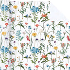 WRAPAHOLIC Floral Wrapping Paper Roll - Mini Roll - 17 Inch x 9.8 Feet - Wildflower Wrapping Paper Perfect for Girls Women Birthday, Wedding, Bridal Shower