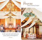 6 Panels Ivory Ceiling Drapes 5ftx20ft Wedding Ceiling Drapes Chiffon Fabric Arch Draping Sheer Curtains Soft Drapery Draping Wedding Ceiling Decorations for Party Ceremony Stage Swag