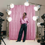 Pink Sequin Backdrop Curtain 2 Pieces 2FTx8FT Glitter Photography Backdrop for Party Wedding Birthday Christmas Decorations