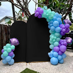 Wedding Arch Cover 6FT 7.2FT Arch Backdrop Cover Fitted Spandex Covers Set of 2 Round Top Chiara Arches Backdrop Stand Covers for Party Birthday Decoration（Black