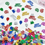 VHUWE Happy Birthday Confetti, 1.6 oz Multicolor Cake Balloon Swirl Confetti for Happy Birthday Party Decorations Boys Girls Kids 1st Birthday Table Decorations | Colorful