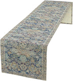 Vintage Boho Floral Table Runner, Rustic Country Farmhouse Blue Yellow Retro Flower Pattern for Home Kitchen Table Decor Dining Coffee Room Party Decor 13x90in