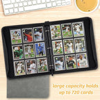 Trading Card Binder, Premium 9 Pocket Card Binder, 720 Double Sided Pocket PU Collection Binder, Collector Album, Card Holder for MTG, TCG, Sports Cards (Marble Grey)