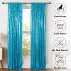 ShinyBeauty Turquoise Curtains 8 Panels, 2Ftx8Ft, Glitter Photograph Backdrops, Blue Backdrop Curtain for Parties,Birthday Decor,Sequin Background