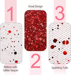 Glitter Tulle Rolls, 6” by 50 Yards (150FT) Sparkling Tulle Spool Ribbon Sequin Tulle Netting Fabric for Tutu Skirt Wedding Birthday Baby Shower (Burgundy)
