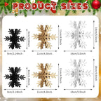 Bucherry 12 Pcs Wooden Snowflake Table Decor 3D Snowflake Tabletop Signs and Centerpiece for Christmas Xmas Winter Wonderland Decorations Home Party(White, Gold, Black)
