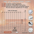 HXWEIYE 300LED Fairy Curtain Lights, 9.8x9.8Ft USB Plug-in 8 Modes Christmas String Hanging Lights with Remote for Bedroom Backdrop Wedding Party Indoor Wall Decor, Orange