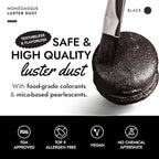 MONÉGASQUE Black Edible Glitter for Drinks 7g – Edible Glitter for Cakes & Cocktails - Black Luster Dust for Cocktail & Cake - Halloween Food Decorations, Drink, & Cake Decorating Spray Sparkles